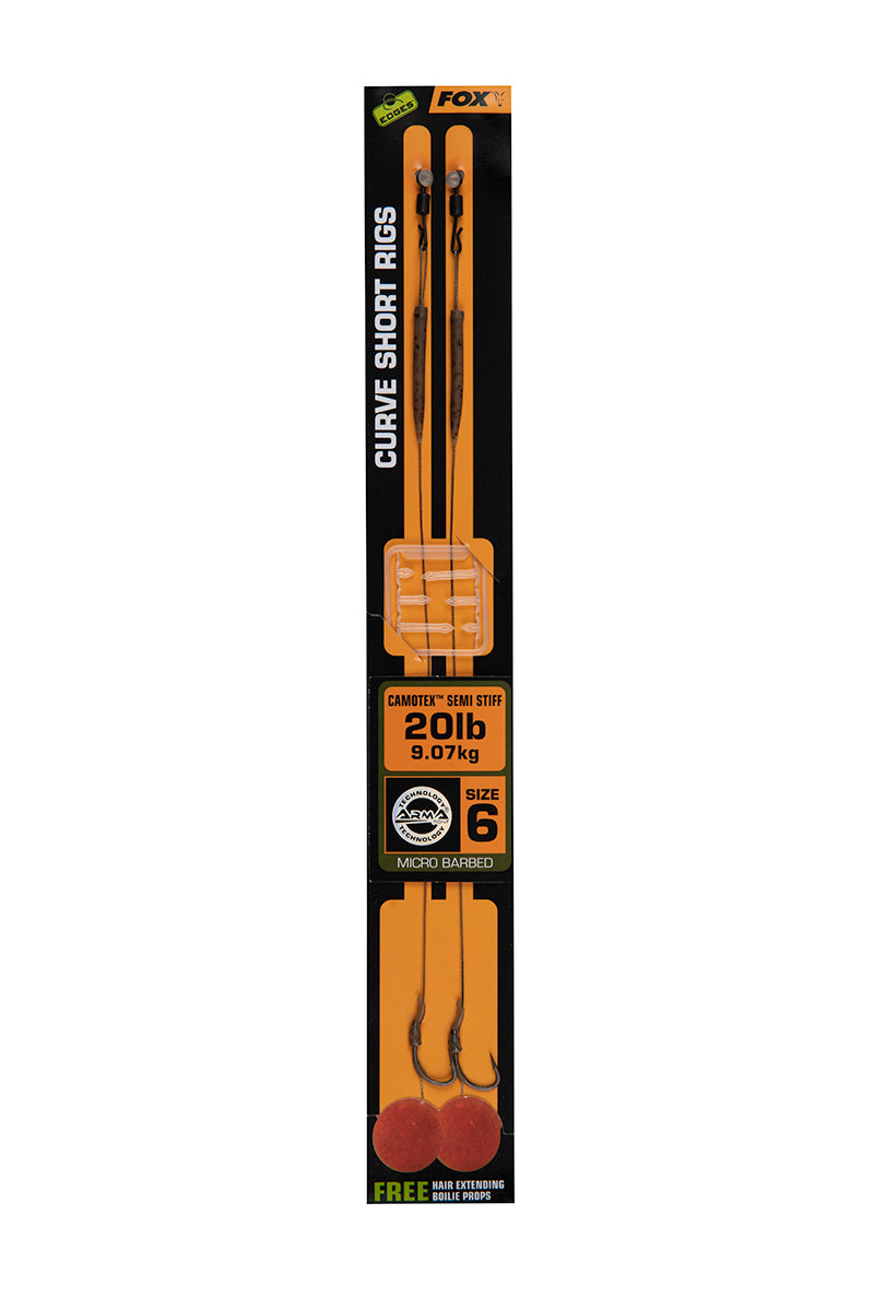 FOX CURVE SHORT RIGS, 6 – 20lb Camotex Semi Stiff x 2